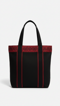 Jet Black Tote With Red Assamese Accents