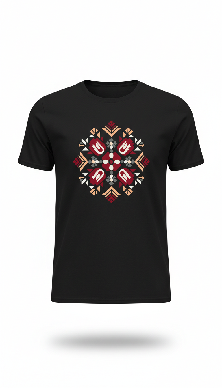 Assamese Motif Cotton Graphic Tee